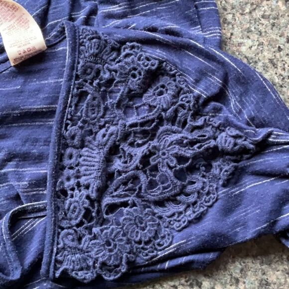 Faded Glory Blue Dolman Sleeve Blouse Relaxed Fit Women 1X 16 Polyester Crochet - Picture 6 of 8